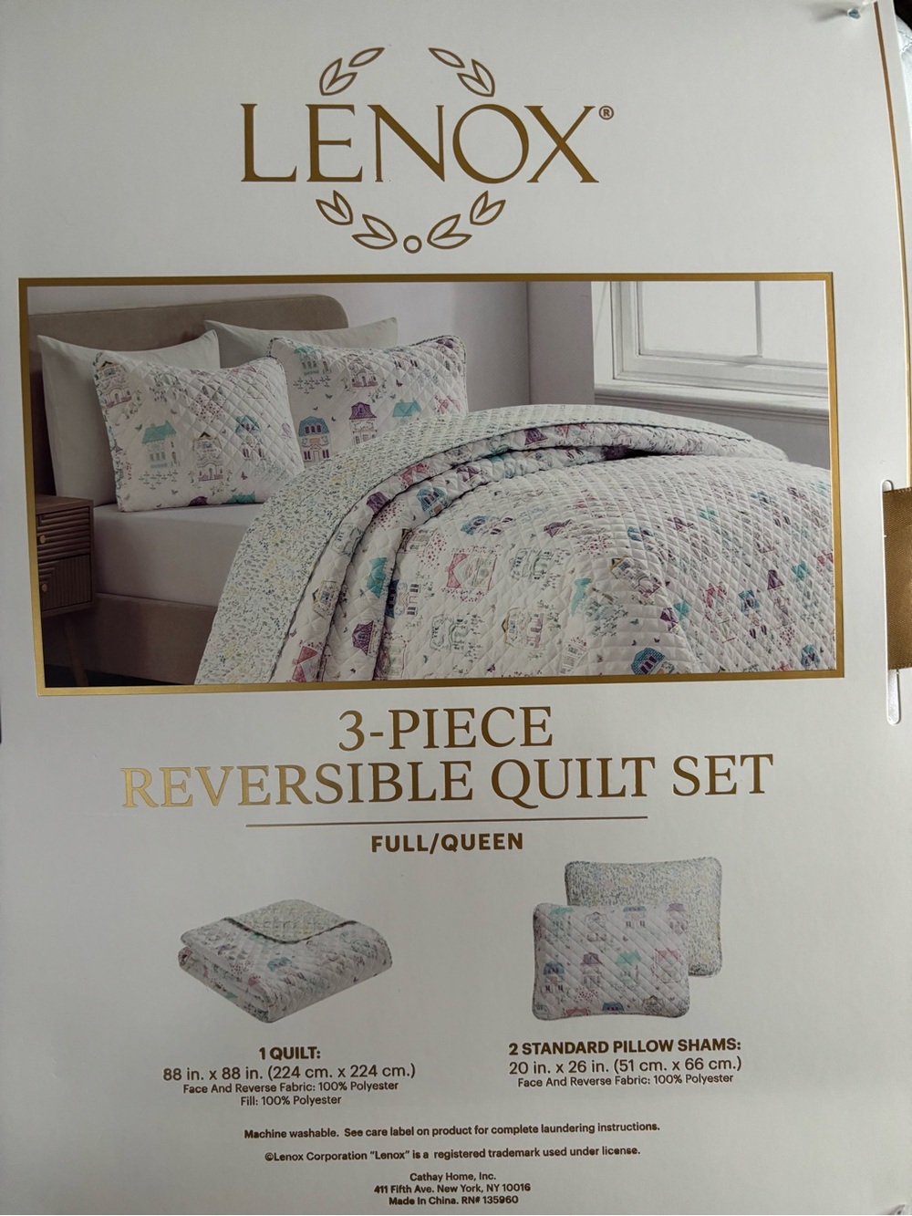 Lenox spice village Reversible Quilt Set - Full/Queen 3pc NWT